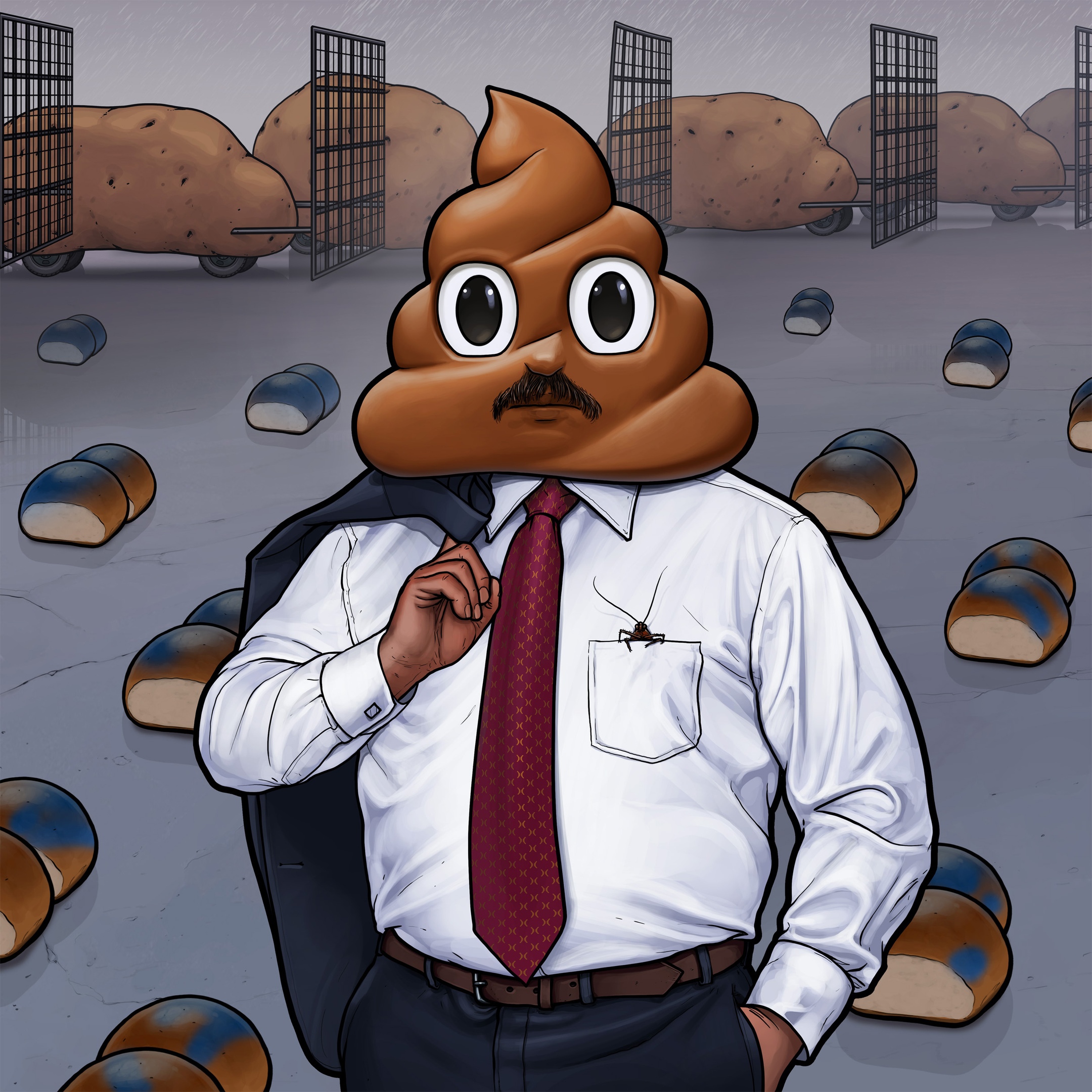 This is a square image with resolution 2160x2160, dominant color gray, approximately 5 main objects.